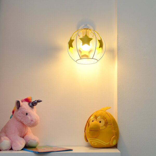 Dětská nástěnná lampa STARS 1xE27/15W/230V žlutá/bílá