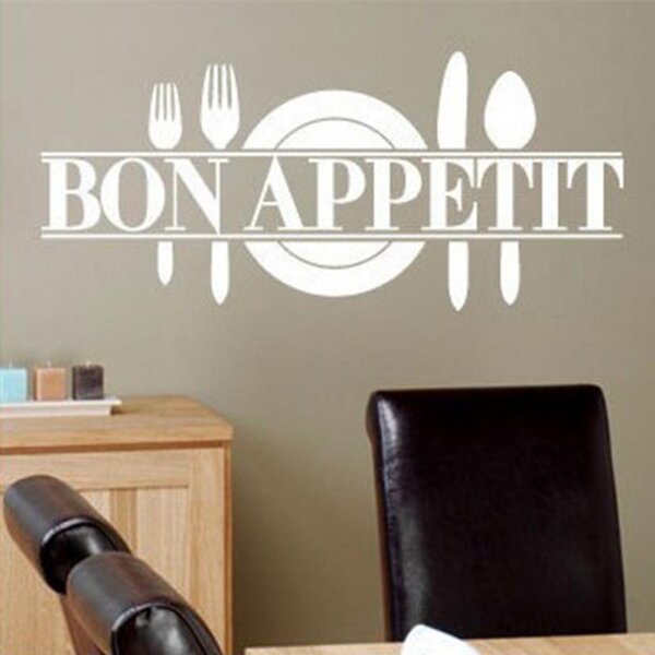 Samolepka na zeď "Bon Appetit" bílá 57x25 cm