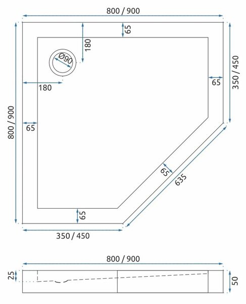 Sprchová vanička Rea Diamond 90x90 - černá