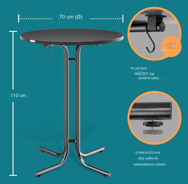 Deuba Skládací barový stůl Ø70 cm - antracit