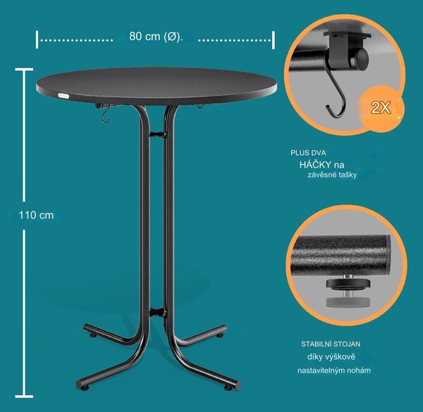 Deuba Skládací barový stůl Ø80 cm - antracit