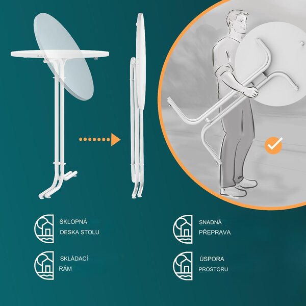 Deuba Skládací barový stůl Ø80 cm - bílý