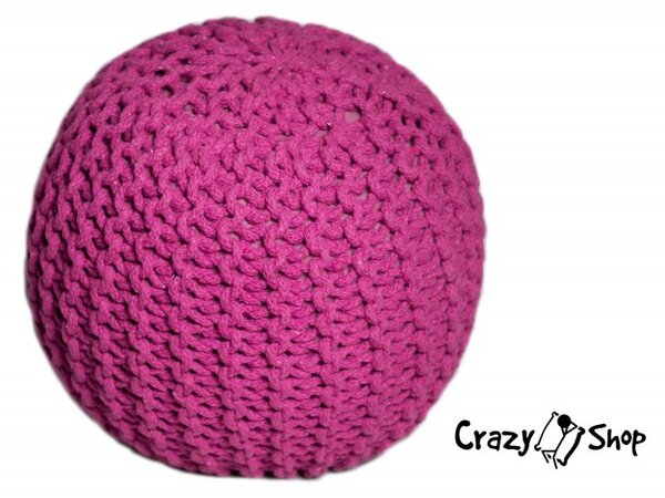 Pletený puf CRAZYSHOP SOLID Mini, růžový (ručně pletený)