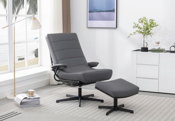 RELAXAČNÍ KŘESLO S TABURETEM, textil, šedá Livetastic - Online Only křesla & taburety, Online Only