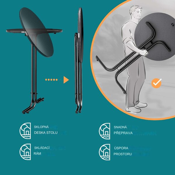 Deuba Skládací barový stůl Ø70 cm - antracit