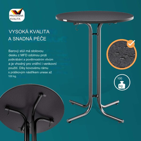 Deuba Skládací barový stůl Ø70 cm - antracit