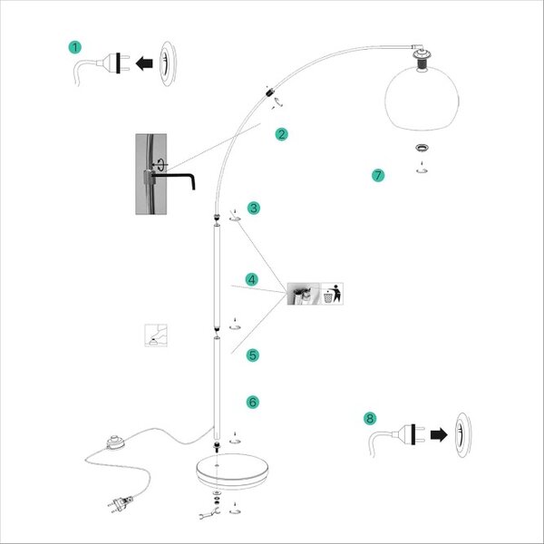 Brilliant 92940/75 Stojací oblouková lampa VESSA satin