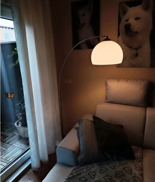 Brilliant 92940/75 Stojací oblouková lampa VESSA satin