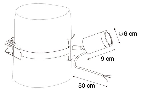 Venkovní bodové svítidlo černé pro strom GU10 50mm otočné a naklápěcí IP65 - Solo