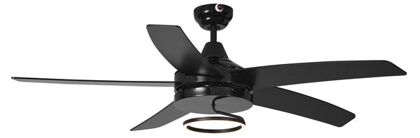 Stropní ventilátor černý 132 cm vč. LED s dálkovým ovládáním - Cool Anello