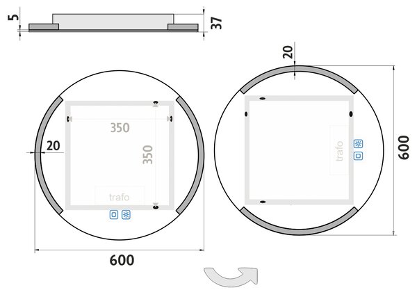 Nimco Kulaté LED zrcadlo 13W, ø 60 cm se dvěma dotykovými senzory