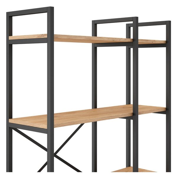 Černý/přírodní regál v dekoru dubu 87,5x175 cm Dusan – Marckeric