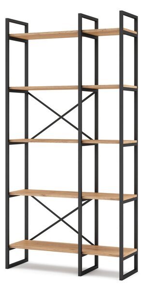 Černý/přírodní regál v dekoru dubu 87,5x175 cm Dusan – Marckeric