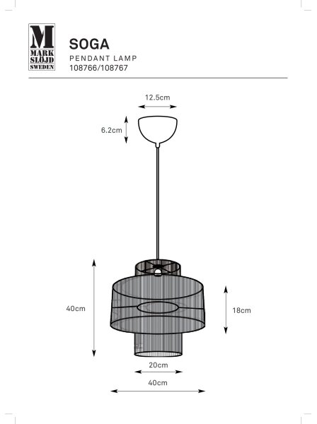 Markslöjd 108767 - Lustr na lanku SOGA 1xE27/40W/230V zlatá