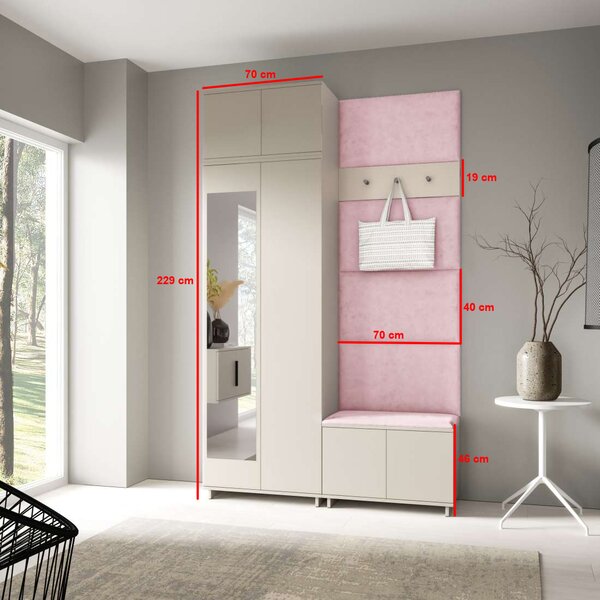 Předsíňová stěna Bianco 4 - P/6 Barva čalounění: Černá - Trinity 16
