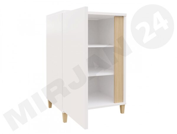 Skříňka Anrok 50 P AR02, Barva: bílá / bílý lesk + přírodní dýha 5902928361254