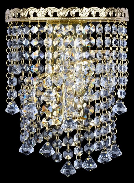 DBK GLASS Jednoduché štrasové nástěnné svítidlo s kamínky "pyramidky" pro přímou montáž na stěnu N-7170-1-LS