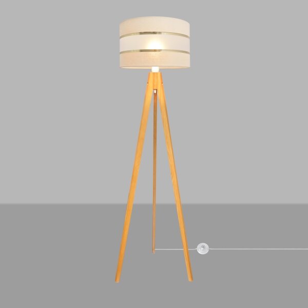 Stojací lampa HELEN 1xE27/15W/230V krémová/zlatá/dub