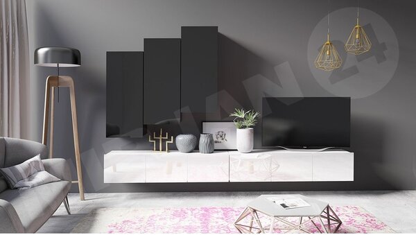 Obývací stěna Bralani XX, Barva: černá / černá lesk 5902928260304