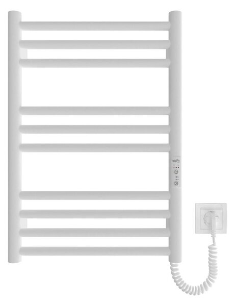 Koupelnový žebříkový radiátor HF GREENWICH 100W/230V 57x43 cm bílá kulatý