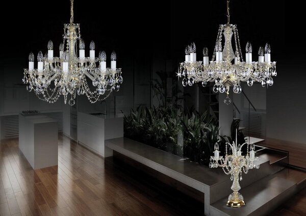 Stolní křištálová lampa ES100301PB, Varianta Zlatá