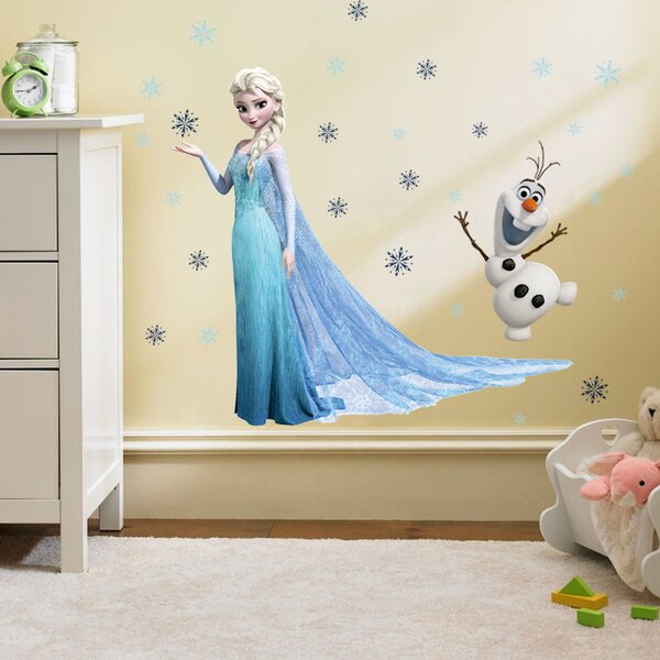 Samolepka na zeď "Elsa a Olaf" 78x65 cm