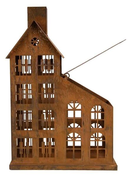Kovová lucerna domek - 32 cm