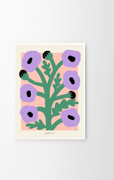 The Poster Club Plakát Purple Poppies by Madelen Möllard 50x70