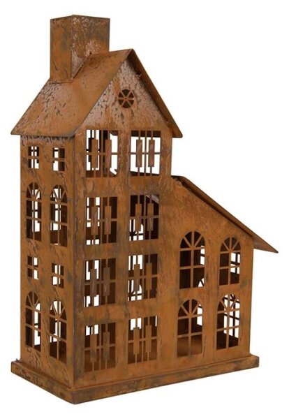 Kovová lucerna domek - 32 cm