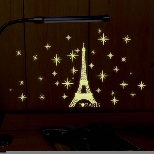 PIPPER | Samolepka na zeď "Fosforová Eiffelovka s hvězdičkami" 27x35 cm