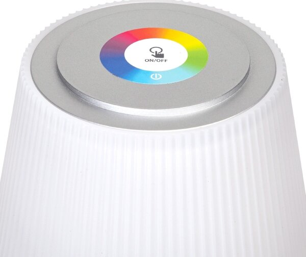 Aigostar - LED RGBW Venkovní stm. nabíjecí lampa 4W/5V 3600mAh bílá/chrom IP54