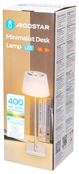 Aigostar - LED RGBW Venkovní stm. nabíjecí lampa 4W/5V 3600mAh bílá/chrom IP54