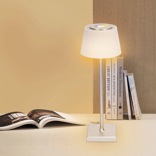 Aigostar - LED RGBW Venkovní stm. nabíjecí lampa 4W/5V 3600mAh bílá/chrom IP54