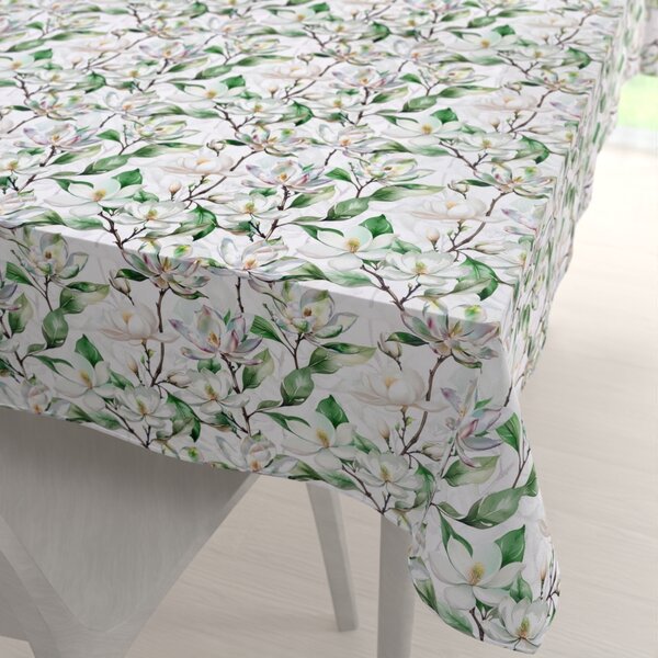 Biante Teflonový obdélníkový ubrus TF-117 Květy magnolie na bílém 50x100 cm