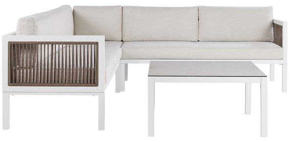 Zahradní rohová sedací souprava 4místná BORELLO Levá Kov Béžová