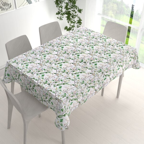 Biante Teflonový obdélníkový ubrus TF-117 Květy magnolie na bílém 50x100 cm