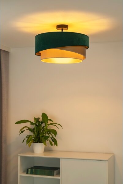 Duolla - Přisazený lustr KOBO 1xE27/15W/230V pr. 45 cm zelená/zlatá/krémová