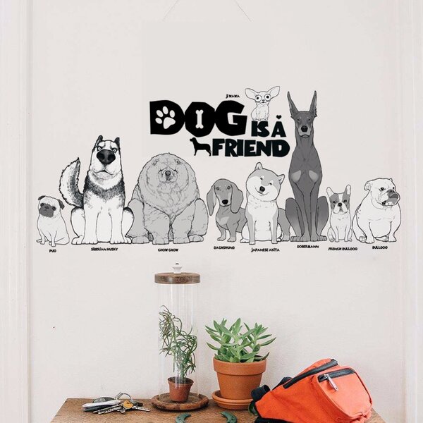 Samolepka na zeď "Pes je přítel" 76x35 cm