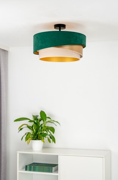 Duolla - Přisazený lustr KOBO 1xE27/15W/230V pr. 45 cm zelená/zlatá/krémová