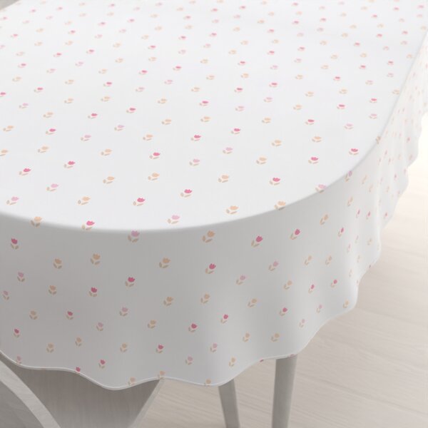 Biante Teflonový oválný ubrus TF-115 Barevné tulipánky na bílém 50x100 cm