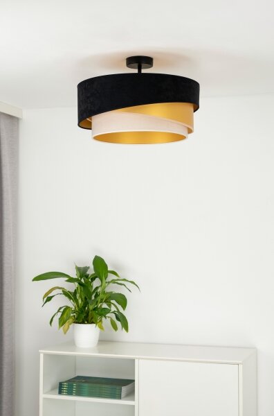 Duolla - Přisazený lustr KOBO 1xE27/15W/230V pr. 45 cm černá/zlatá/krémová