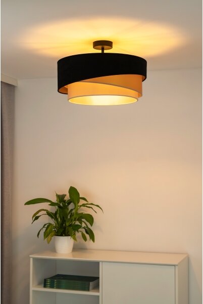 Duolla - Přisazený lustr KOBO 1xE27/15W/230V pr. 45 cm černá/zlatá/krémová