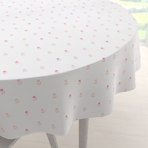 Biante Teflonový kulatý ubrus TF-115 Barevné tulipánky na bílém Ø 70 cm