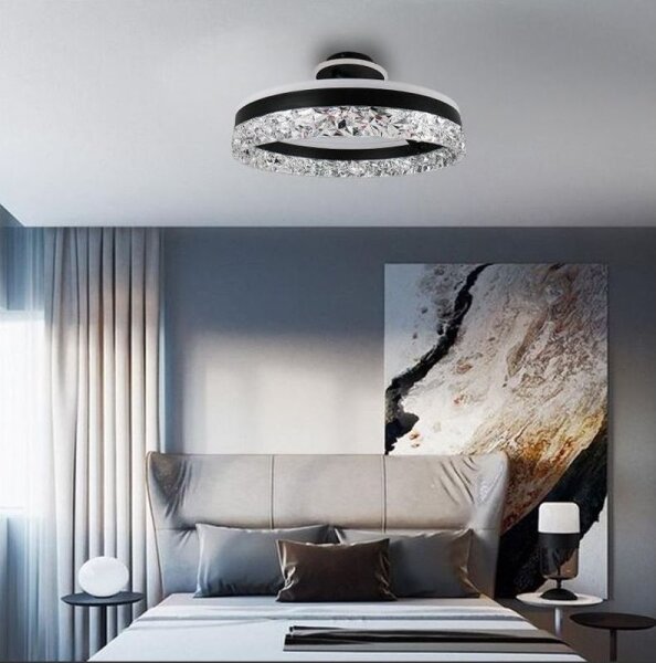 LED Stmívatelný přisazený lustr LED/86W/230V 3000-6500K černá + dálkové ovládání