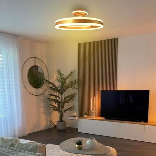LED Stmívatelný přisazený lustr LED/86W/230V 3000-6500K zlatá + dálkové ovládání