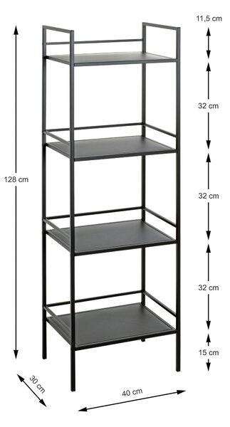 REGÁL, černá, ocel, 40/128/30 cm - Online Only regály & police, Online Only