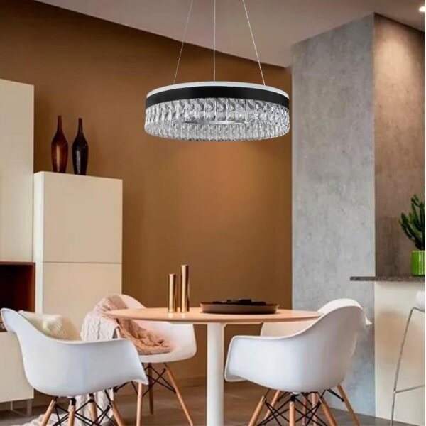 LED Stmívatelný lustr na lanku LED/90W/230V 3000-6500K černá + dálkové ovládání