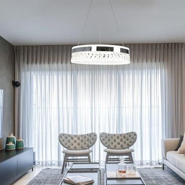 LED Stmívatelný lustr na lanku LED/90W/230V 3000-6500K chrom + dálkové ovládání