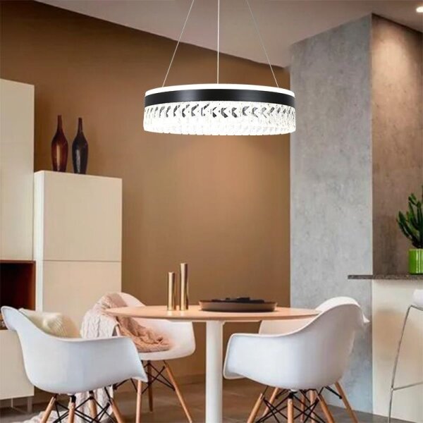 LED Stmívatelný lustr na lanku LED/90W/230V 3000-6500K černá + dálkové ovládání