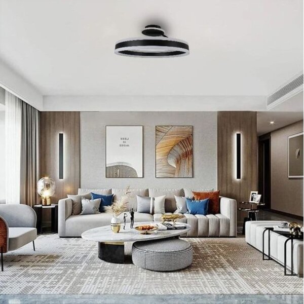 LED Stmívatelný přisazený lustr LED/86W/230V 3000-6500K černá + dálkové ovládání